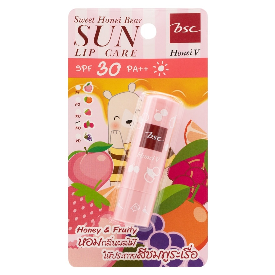 ฮันนวี่ บี เอสซี สวีทฮันนี่แบร์ ซัน ลิปแคร์ SPF30 PA++ 4.5ก. P0 ลิ้นจี่