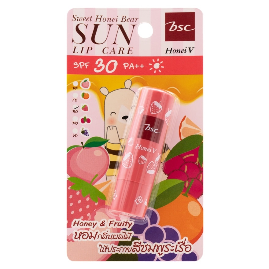 ฮันนวี่ บี เอสซี สวีทฮันนี่แบร์ ซัน ลิปแคร์ SPF30 PA++ 4.5ก. R0 สตรอว์เบอร์รี