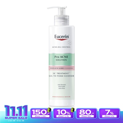 Eucerin ยูเซอริน โปร แอคเน่ โซลูชั่น 3X ทรีตเมนต์ เจล ทู โฟม คลีนเซอร์ 400 มล.