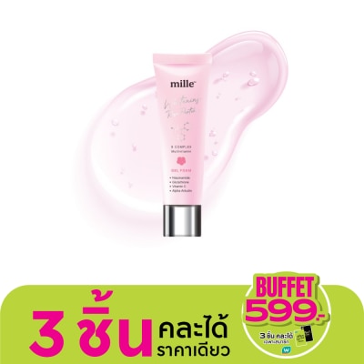 Mille มิลเล่ ไวท์เทนนิ่ง โรส เปปไทด์ ไนน์ คอมเพล็กซ์ เจล โฟม 30ก.