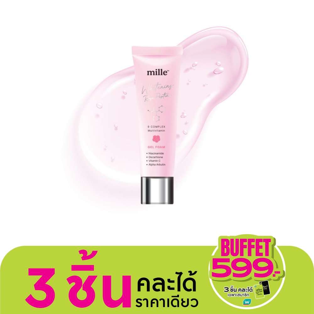Mille Whitening Rose Peptide 9 Complex Gel Foam 30g.