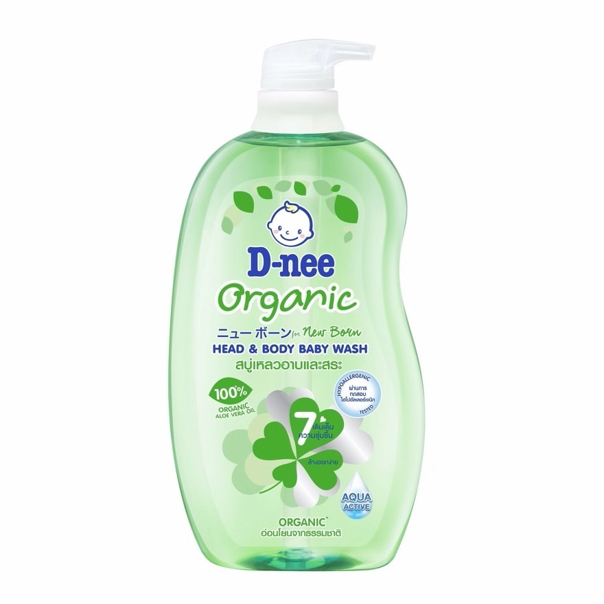 D-Nee D-nee Baby Wash Organic Head  Body 800 Ml. สบู่เหลวอาบน้ำ สระผม อ่อนโยน