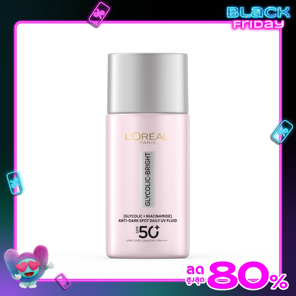 L'Oreal ลอรีอัล ปารีส ยูวี ฟลูอิด ไกลโคลิค-ไบรท์ แอนไท-ดาร์ก สปอต เดลี่ เอสพีเอฟ 50+ 50 มล.