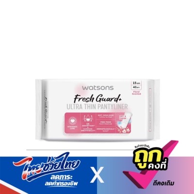 WATSONS - วัตสัน เฟรช การ์ด พลัส อัลตร้า ธิน แพนธีไลเนอร์ ฟลอรัล เซ้นต์เท็ด 15 ซม. 40 ชิ้น.