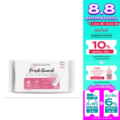WATSONS วัตสัน เฟรช การ์ด พลัส อัลตร้า ธิน แพนธีไลเนอร์ ฟลอรัล เซ้นต์เท็ด 15 ซม. 40 ชิ้น.