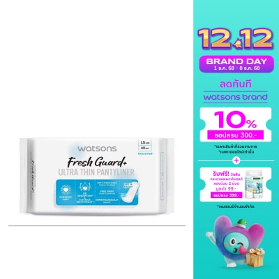 Watsons Watsons Fresh Guard+ Ultra Thin Pantyliner Unscented 15cm 40pcs.