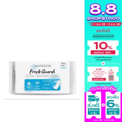 WATSONS วัตสัน เฟรช การ์ด พลัส อัลตร้า ธิน แพนธีไลเนอร์ อันเซ้นต์เท็ด 15 ซม. 40 ชิ้น.