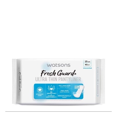 Watsons Watsons Fresh Guard+ Ultra Thin Pantyliner Unscented 15cm 40pcs.