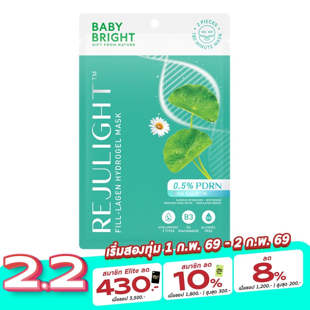 Baby Bright เบบี้ไบร์ท ไฮโดรเจล มาสก์ รีจูไลท์ ฟิล ลาเจน 1 แผ่น