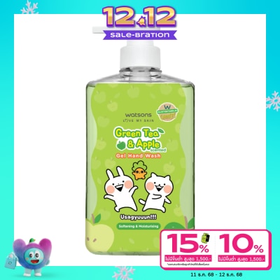 WATSONS วัตสัน เลิฟ มาย สกิน กรีนที แอนด์ แอปเปิ้ล เซ็นทิด เจล แฮนด์ วอช 500มล. (Usagyuuuun)