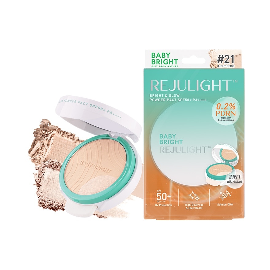 Baby Bright Rejulight Bright  Glow Powder Pact SPF50+ PA++++ 9.5g. 21 Light Beige