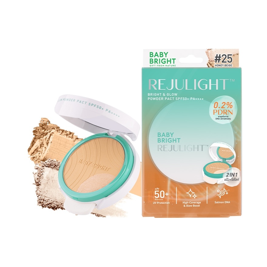 Baby Bright Baby Bright Rejulight Bright  Glow Powder Pact SPF50+ PA++++ 9.5g. 25 Honey Beige