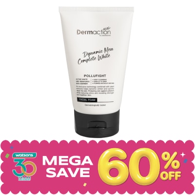 Dermaction Plus by Watsons - ไดนามิค เมน คอมพลีท ไวท์ เฟเชียล โฟม 100มล. image