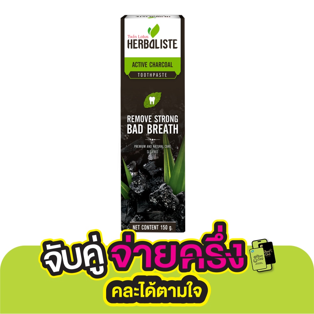 Twin Lotus Toothpaste Herbaliste Active Charcoal 150 G.