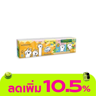 Watsons - Watsons Velvety Soft Mini Hankies (Usagyuuun) 3ply 10pcs.