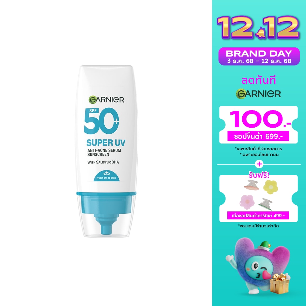 Garnier Ganier Super UV Anti-Acne Serum Sunscreen SPF50+ PA++++ 30 Ml.