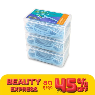 WATSONS วัตสัน ซุปเปอร์ สมูธ ไหมขัดฟันเส้นกลม สำหรับฟันซี่ใหญ่ ชนิดด้าม  50 ด้าม แพ็ค 3 กล่อง