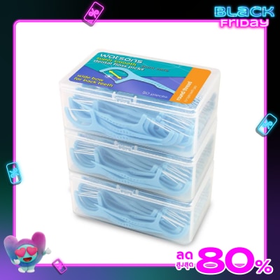 Watsons Watsons Super Smooth Round Thread Wide Bow Dental Floss Picks 50s x 3 Boxes.