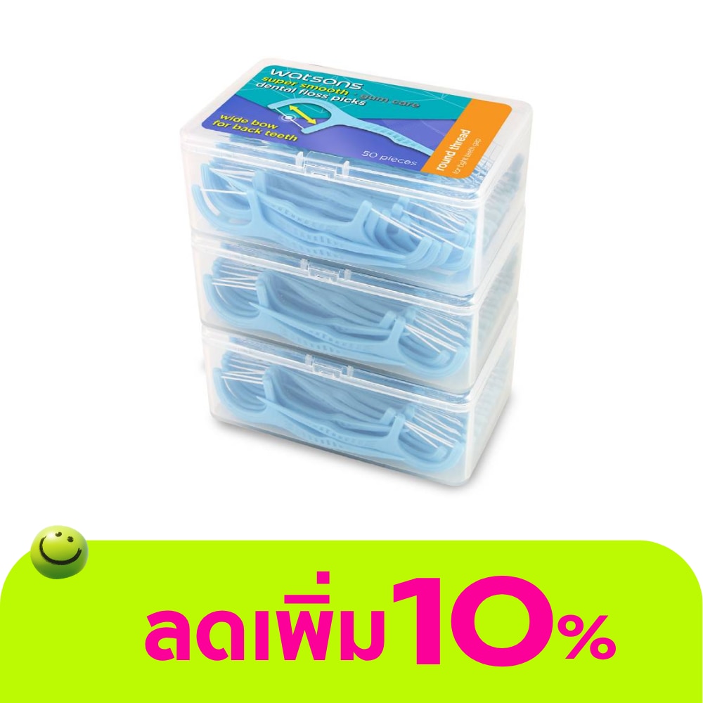 Watsons Super Smooth Round Thread Wide Bow Dental Floss Picks 50s x 3 Boxes.