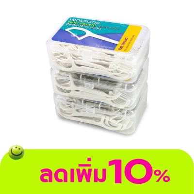 WATSONS - วัตสัน ซุปเปอร์ สมูธ ไหมขัดฟันเส้นแบน ชนิดด้าม 50 ด้าม แพ็ค 3 กล่อง