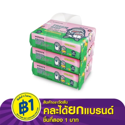Watsons Watsons x Mr. Shark Fresh Baby 100 Plant based soft wipes 20 sheets x 3 packs.