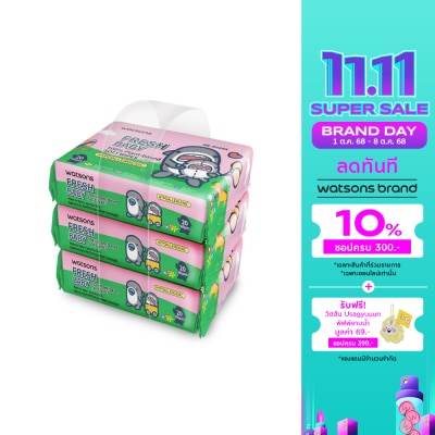 Watsons Watsons x Mr. Shark Fresh Baby 100 Plant based soft wipes 20 sheets x 3 packs.