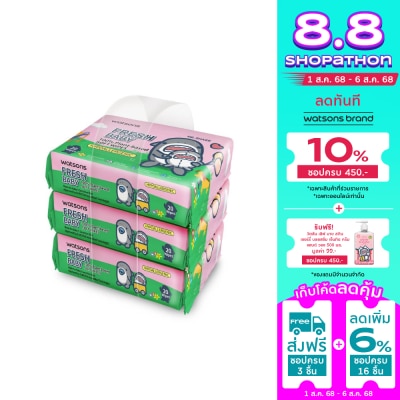 Watsons Watsons x Mr. Shark Fresh Baby 100 Plant based soft wipes 20 sheets x 3 packs.