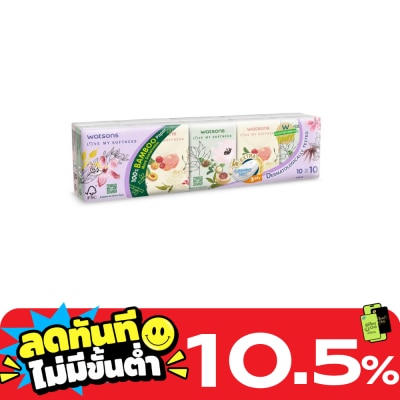 WATSONS วัตสัน กระดาษทิชชูแบบพกพา (X flower 3) 3 ชั้น 10 แผ่น x 10 ซอง. image