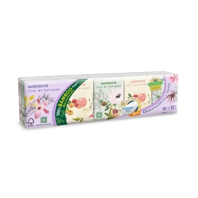 Watsons Watsons Velvety Soft Mini Hankies (X-flower 3) 3ply 10pcs.