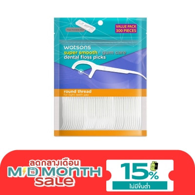 Watsons Watsons Super Smooth Round Thread Dental Floss Picks 300s with portable box. image