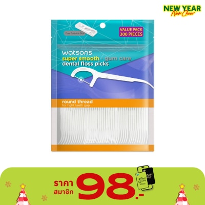 Watsons Watsons Super Smooth Round Thread Dental Floss Picks 300s with portable box.