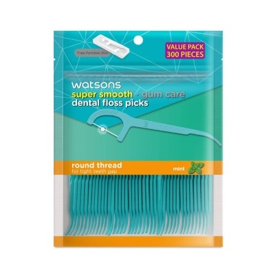 WATSONS วัตสัน ซุปเปอร์ สมูธ ไหมขัดฟันเส้นกลม กลิ่นมิ้นท์ ชนิดด้าม (แพ็คสุดคุ้ม) 300 ด้าม