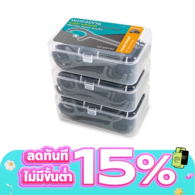 WATSONS - วัตสัน ซุปเปอร์ สมูธ ไหมขัดฟันเส้นกลม ชาร์โคล ชนิดด้าม 50 ด้าม แพ็ค 3 กล่อง