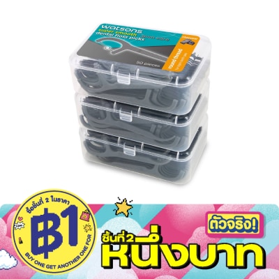 WATSONS - วัตสัน ซุปเปอร์ สมูธ ไหมขัดฟันเส้นกลม ชาร์โคล ชนิดด้าม 50 ด้าม แพ็ค 3 กล่อง image