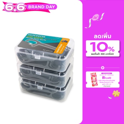 Watsons - Watsons Super Smooth Charcoal Round Thread Dental Floss Picks 50s x 3 Boxes.