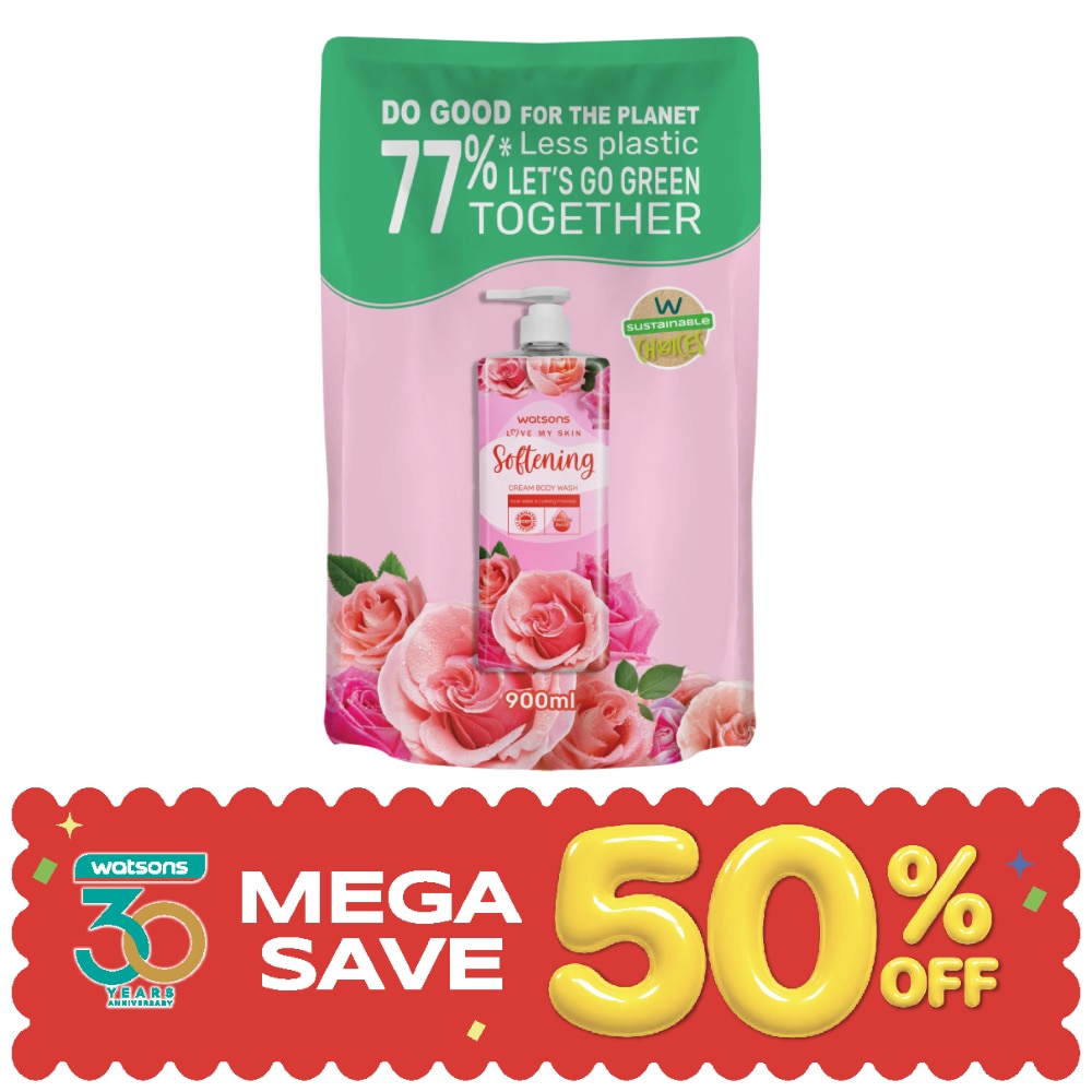 Watsons Love My Skin Softening Cream Body Wash 900ml (Refill) image