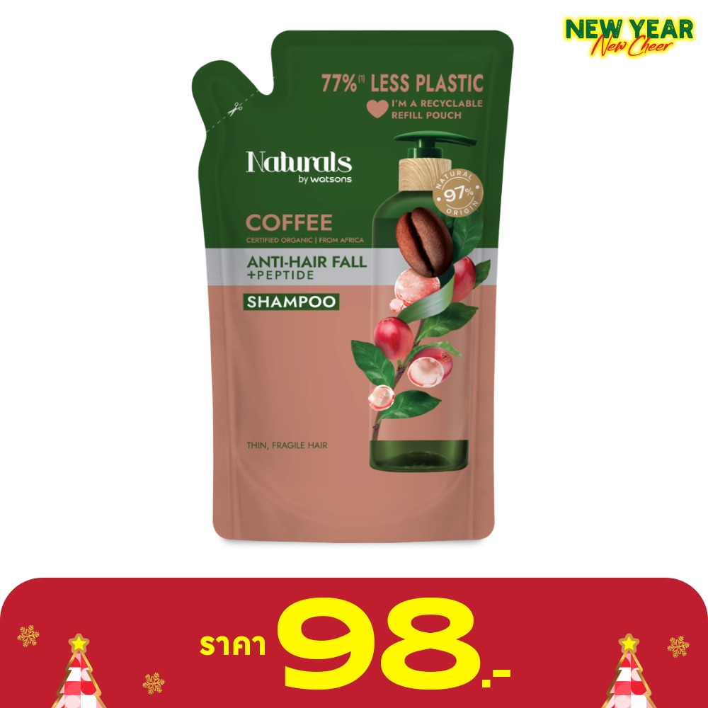 เนเชอรัล บาย วัตสัน คอฟฟี่ แอนตี้-แฮร์ฟอล แชมพู 450มล.(รีฟิล)