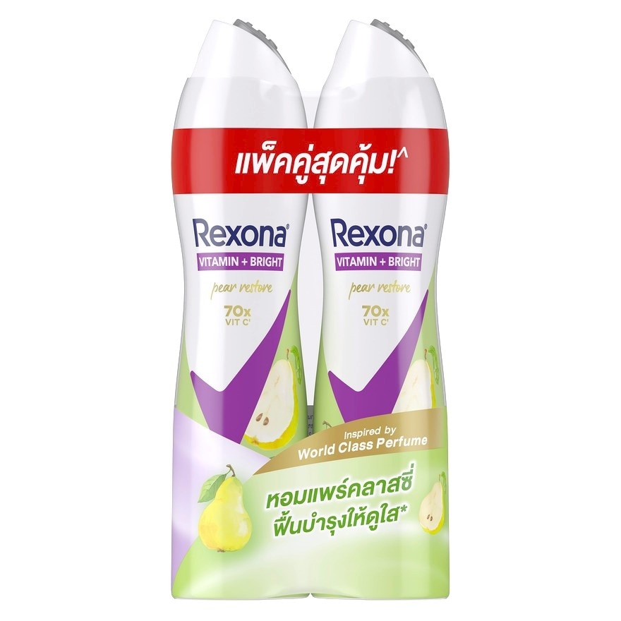 Rexona เรโซนา สเปรย์ วิตามิน + ไบรท์ แพร์ รีสโตร์ แอนติเพอสไปแรนท์ 135 มล.แพ็คคู่