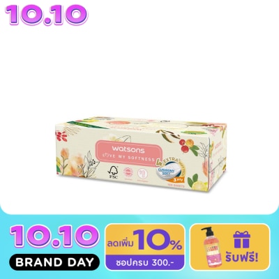 WATSONS วัตสัน กระดาษทิชชูกล่อง (X Flower 3หนา3ชั้น x 100แผ่น.ขอสงวนสิทธิ์ในการเลือกลายสินค้า image
