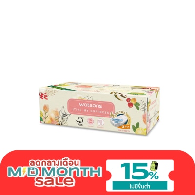 WATSONS วัตสัน กระดาษทิชชูกล่อง (X Flower 3หนา3ชั้น x 100แผ่น.ขอสงวนสิทธิ์ในการเลือกลายสินค้า image