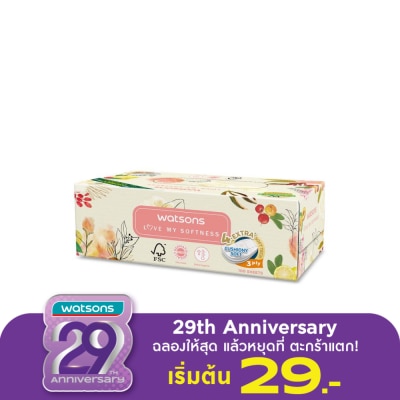 WATSONS วัตสัน กระดาษทิชชูกล่อง (X-Flower 3หนา3ชั้น x 100แผ่น.ขอสงวนสิทธิ์ในการเลือกลายสินค้า