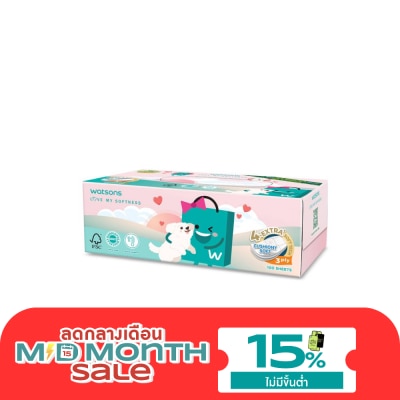 WATSONS วัตสัน กระดาษทิชชูกล่อง (Watsbag 3) หนา3ชั้น x 100แผ่น.ขอสงวนสิทธิ์ในการเลือกลายสินค้ image