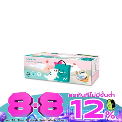 WATSONS - วัตสัน กระดาษทิชชูกล่อง (Watsbag 3) หนา3ชั้น x 100แผ่น.ขอสงวนสิทธิ์ในการเลือกลายสินค้ image