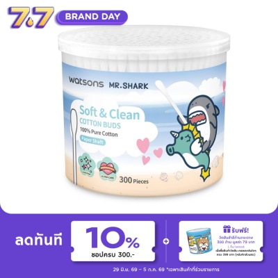 WATSONS - วัตสัน สำลีก้านกระดาษ 300 ก้าน (Mr. Shark).