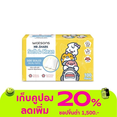 WATSONS - วัตสัน สำลีแผ่นรีดข้าง 100 แผ่น (Mr. Shark).