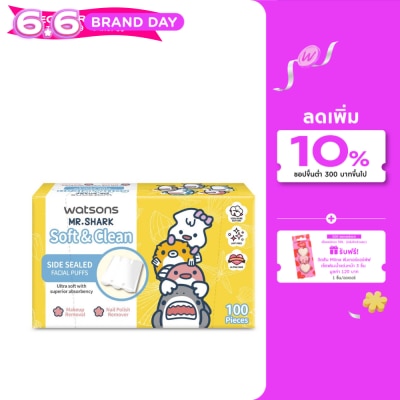WATSONS - วัตสัน สำลีแผ่นรีดข้าง 100 แผ่น (Mr. Shark).