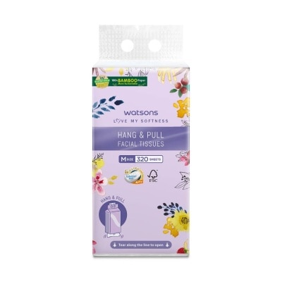 WATSONS วัตสัน กระดาษทิชชูเช็ดหน้า แบบแขวน หนา4 ชั้น 320แผ่น.