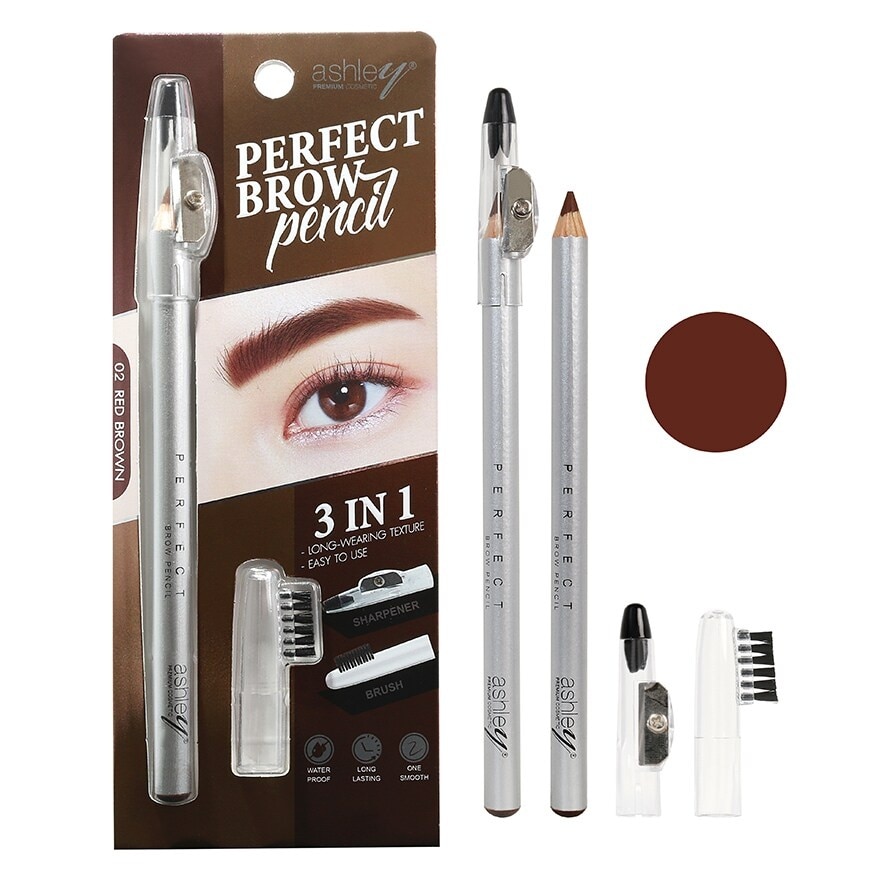 Ashley แอชลี่ย์ เพอร์เฟค โบรว์ เพ็นซิล 2.1ก. 02 เรด บราวน์