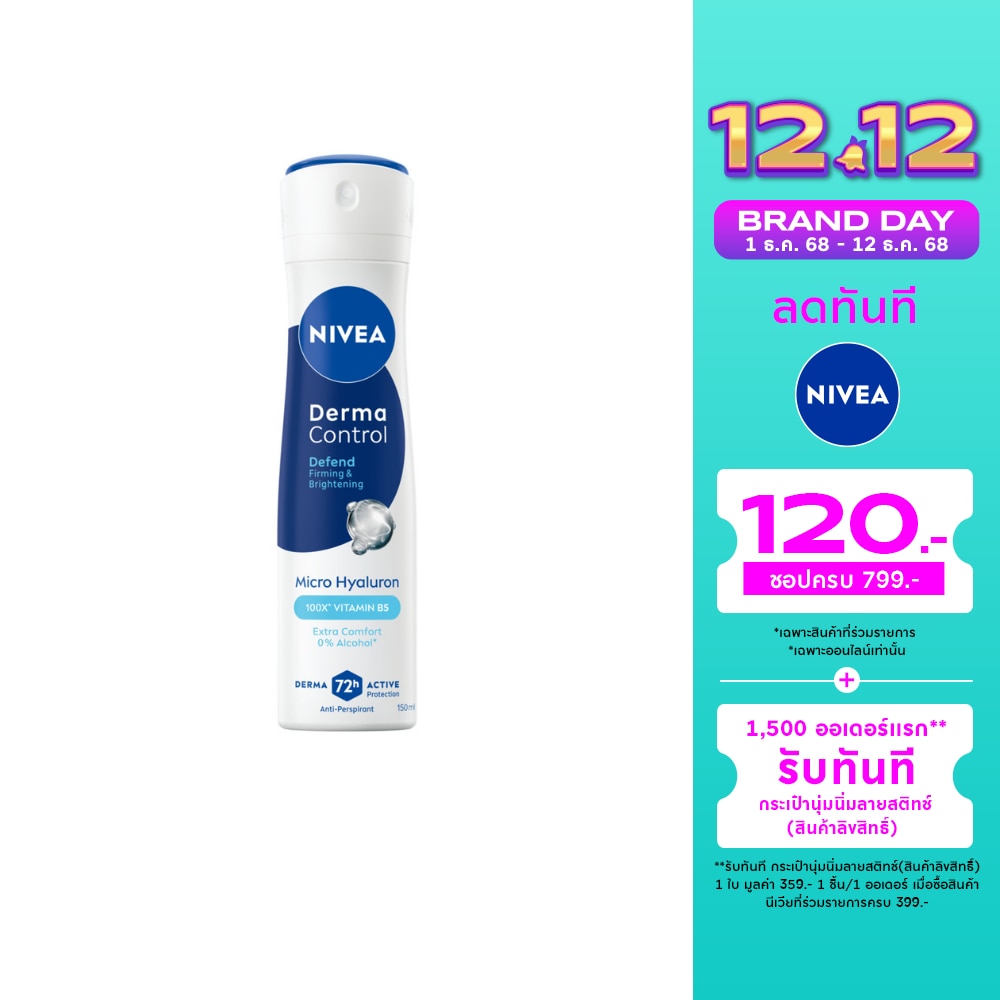 Nivea Nivea Spray Derma Control Defend 150 Ml. สเปรย์ลดเหงื่อ ระงับกลิ่นกาย