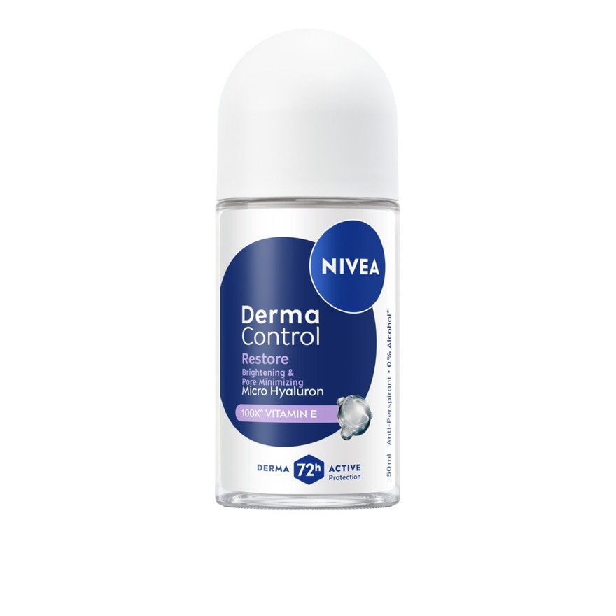 Nivea นีเวีย โรลออน เดอร์มา คอนโทรล รีสโตร์ 50 มล. โรลออนลดเหงื่อ ระงับกลิ่นกาย